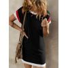 imageAcelitt Womens Casual Summer Color Block Crewneck Short Sleeve Tshirts DressSXXLBlack Red