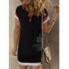 imageAcelitt Womens Casual Summer Color Block Crewneck Short Sleeve Tshirts DressSXXLBlack Red