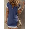 imageAcelitt Womens Casual Summer Color Block Crewneck Short Sleeve Tshirts DressSXXLBlue