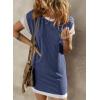imageAcelitt Womens Casual Summer Color Block Crewneck Short Sleeve Tshirts DressSXXLBlue
