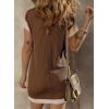 imageAcelitt Womens Casual Summer Color Block Crewneck Short Sleeve Tshirts DressSXXLBrown