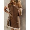 imageAcelitt Womens Casual Summer Color Block Crewneck Short Sleeve Tshirts DressSXXLBrown