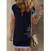 imageAcelitt Womens Casual Summer Color Block Crewneck Short Sleeve Tshirts DressSXXLNavy Blue
