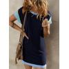 imageAcelitt Womens Casual Summer Color Block Crewneck Short Sleeve Tshirts DressSXXLNavy Blue