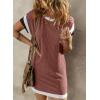imageAcelitt Womens Casual Summer Color Block Crewneck Short Sleeve Tshirts DressSXXLRed
