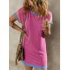imageAcelitt Womens Casual Summer Color Block Crewneck Short Sleeve Tshirts DressSXXLRose