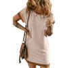 imageAcelitt Womens Casual Summer Color Block Crewneck Short Sleeve Tshirts DressSXXLApricot