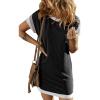 imageAcelitt Womens Casual Summer Color Block Crewneck Short Sleeve Tshirts DressSXXLBlack