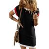 imageAcelitt Womens Casual Summer Color Block Crewneck Short Sleeve Tshirts DressSXXLBlack Red