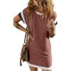 imageAcelitt Womens Casual Summer Color Block Crewneck Short Sleeve Tshirts DressSXXLRed