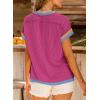 imageAcelitt Women Casual Summer Tops Short Sleeve Shirts Crewneck Loose Color Block Ribbed T Shirt Tees SXXLRose