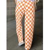 imageAcelitt Womens Casual Checkered Pants Elastic Waist Comfy Loose Wide Leg Pants with PocketsOrange and White