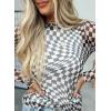 imageAcelitt Womens Long Sleeve Sheer Mesh Tops See Through Lace Blouse ShirtsSXXLPlaid White