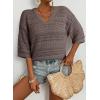 imageAcelitt Womens Short Sleeve Crochet Knit Sweater Hollow Out Striped Tops Beach Vacation Cruise OutfitsZgoat