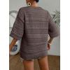 imageAcelitt Womens Short Sleeve Crochet Knit Sweater Hollow Out Striped Tops Beach Vacation Cruise OutfitsZgoat