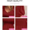 imageAcelitt Womens Spring Summer Puff Short Sleeve Peplum Top Casual V Neck Smocked Blouses Dressy ShirtDred
