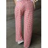imageAcelitt Womens Casual Checkered Pants Elastic Waist Comfy Loose Wide Leg Pants with PocketsZred and White