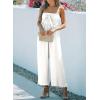 imageAcelitt Womens Casual Spaghetti Strap Tie Front Wide Leg Jumpsuits SXLLwhite