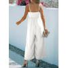 imageAcelitt Womens Casual Spaghetti Strap Tie Front Wide Leg Jumpsuits SXLLwhite