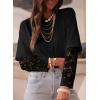 imageAcelitt Womens Mesh Long Sleeve Tops Crewneck Lace Blouse ShirtsSXXLBlack
