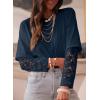 imageAcelitt Womens Mesh Long Sleeve Tops Crewneck Lace Blouse ShirtsSXXLBlue