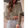 imageAcelitt Womens Mesh Long Sleeve Tops Crewneck Lace Blouse ShirtsSXXLGray