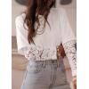 imageAcelitt Womens Mesh Long Sleeve Tops Crewneck Lace Blouse ShirtsSXXLWhite