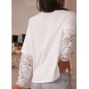 imageAcelitt Womens Mesh Long Sleeve Tops Crewneck Lace Blouse ShirtsSXXLWhite