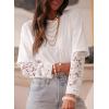 imageAcelitt Womens Mesh Long Sleeve Tops Crewneck Lace Blouse ShirtsSXXLWhite