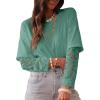 imageAcelitt Womens Mesh Long Sleeve Tops Crewneck Lace Blouse ShirtsSXXLGreen