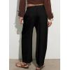 imageAcelitt Womens Cotton Linen Palazzo Pants Drawstring Elastic Waist Casual Wide Leg Trousers with PocketsBlack