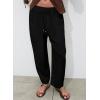 imageAcelitt Womens Cotton Linen Palazzo Pants Drawstring Elastic Waist Casual Wide Leg Trousers with PocketsBlack