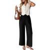 imageAcelitt Womens Cotton Linen Palazzo Pants Drawstring Elastic Waist Casual Wide Leg Trousers with PocketsBlack