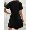 imageAcelitt Women Casual Summer Crewneck Short Sleeve Lace Pleated Mini DressSXXL5 Black