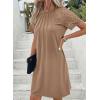 imageAcelitt Women Casual Summer Crewneck Short Sleeve Lace Pleated Mini DressSXXL5 Khaki