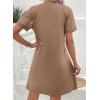 imageAcelitt Women Casual Summer Crewneck Short Sleeve Lace Pleated Mini DressSXXL5 Khaki