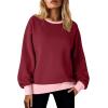 imageAcelitt Women Casual Long Sleeve Crewneck Sweatshirts Pullover TopsSXXLBurgundy