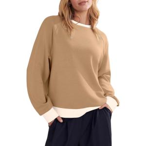 imageAcelitt Women Casual Long Sleeve Crewneck Sweatshirts Pullover TopsSXXLBeige