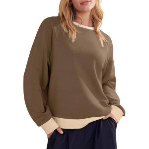 imageAcelitt Women Casual Long Sleeve Crewneck Sweatshirts Pullover TopsSXXLBrown