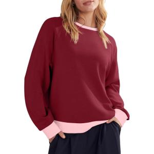 imageAcelitt Women Casual Long Sleeve Crewneck Sweatshirts Pullover TopsSXXLBurgundy