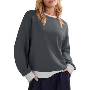 imageAcelitt Women Casual Long Sleeve Crewneck Sweatshirts Pullover TopsSXXLGrey