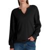 imageAcelitt Women Casual Long Sleeve V Neck Sweatshirts Pullover TopsSXXLBlack