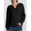 imageAcelitt Women Casual Long Sleeve V Neck Sweatshirts Pullover TopsSXXLBlack