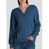imageAcelitt Women Casual Long Sleeve V Neck Sweatshirts Pullover TopsSXXLBlue