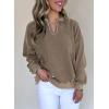 imageAcelitt Women Casual Long Sleeve V Neck Sweatshirts Pullover TopsSXXLBrown