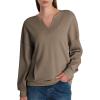imageAcelitt Women Casual Long Sleeve V Neck Sweatshirts Pullover TopsSXXLBrown