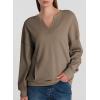 imageAcelitt Women Casual Long Sleeve V Neck Sweatshirts Pullover TopsSXXLBrown
