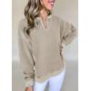 imageAcelitt Women Casual Long Sleeve V Neck Sweatshirts Pullover TopsSXXLKhaki