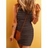 imageAcelitt Womens Ladies Summer Dresses Striped Print Halter Neck Bodycon Short Mini Tank DressToo Tight Please Size UpYbrown and Black Striped