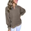 imageAcelitt Women Casual Long Sleeve V Neck Sweatshirts Pullover TopsSXXLBrown